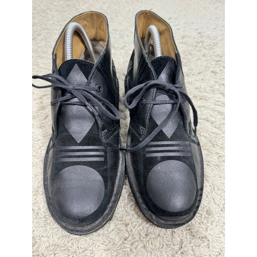 Clarks Originals x Patternity Black Leather Lace Up Ankle Boots Women's 7.5 Boho